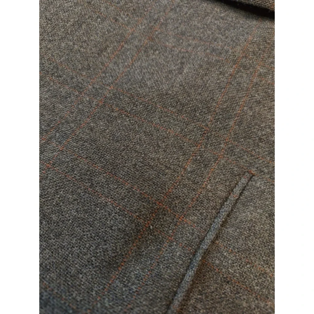 Saint Andrews Mens Wool Cashmere Sports Coat 46R Olive Check Italy 3 Button